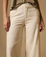 Pantalón culotte largo capri con mezcla de lino - Crudo