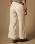 Pantalón culotte largo capri con mezcla de lino - Crudo
