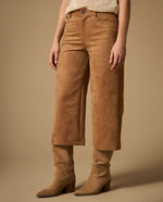 Pantalón culotte con forro de silueta amplia - Café