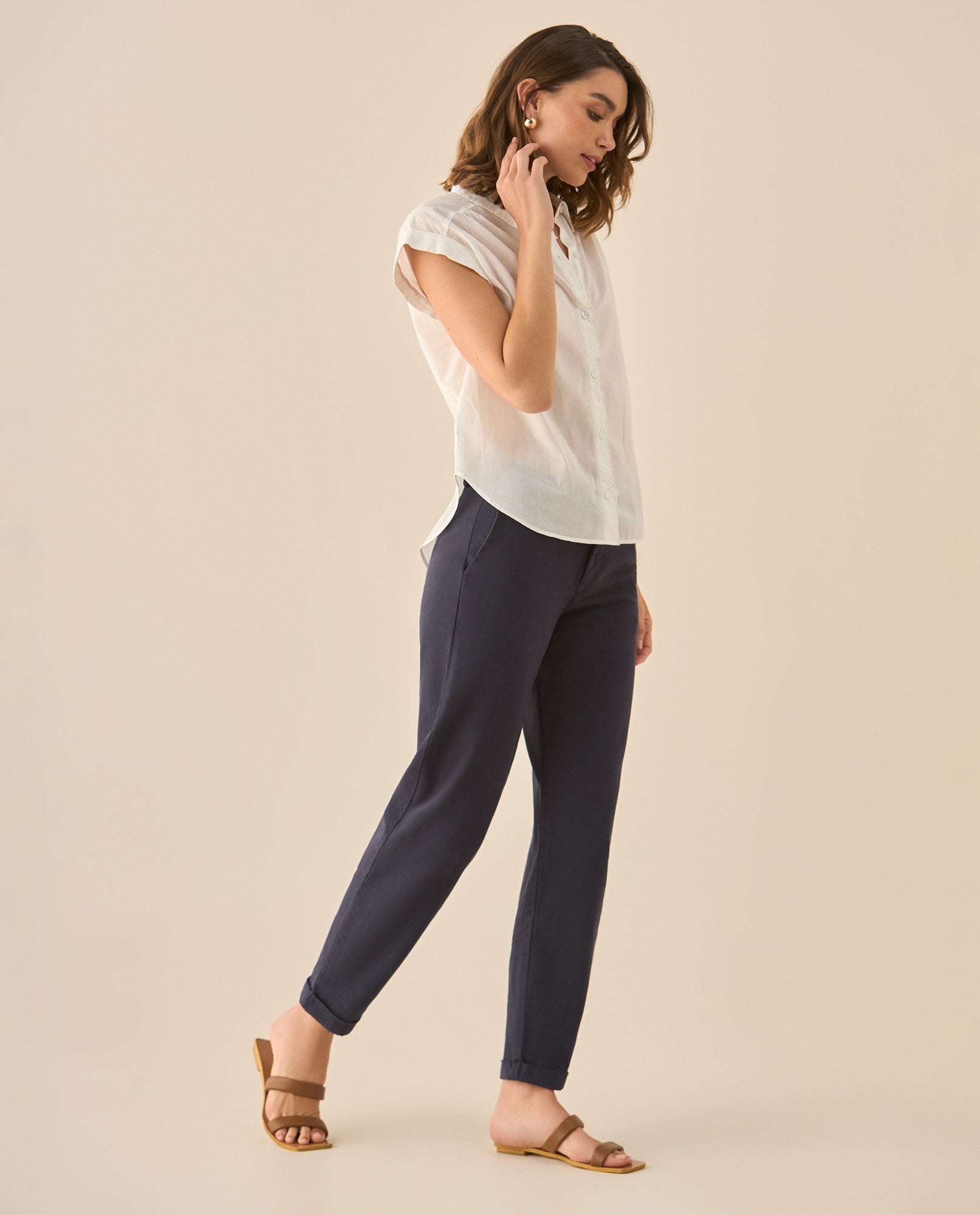 Pantalón clásico y bota con guardapolvo para mujer  - Azul 34_633G001_AZU193920_0