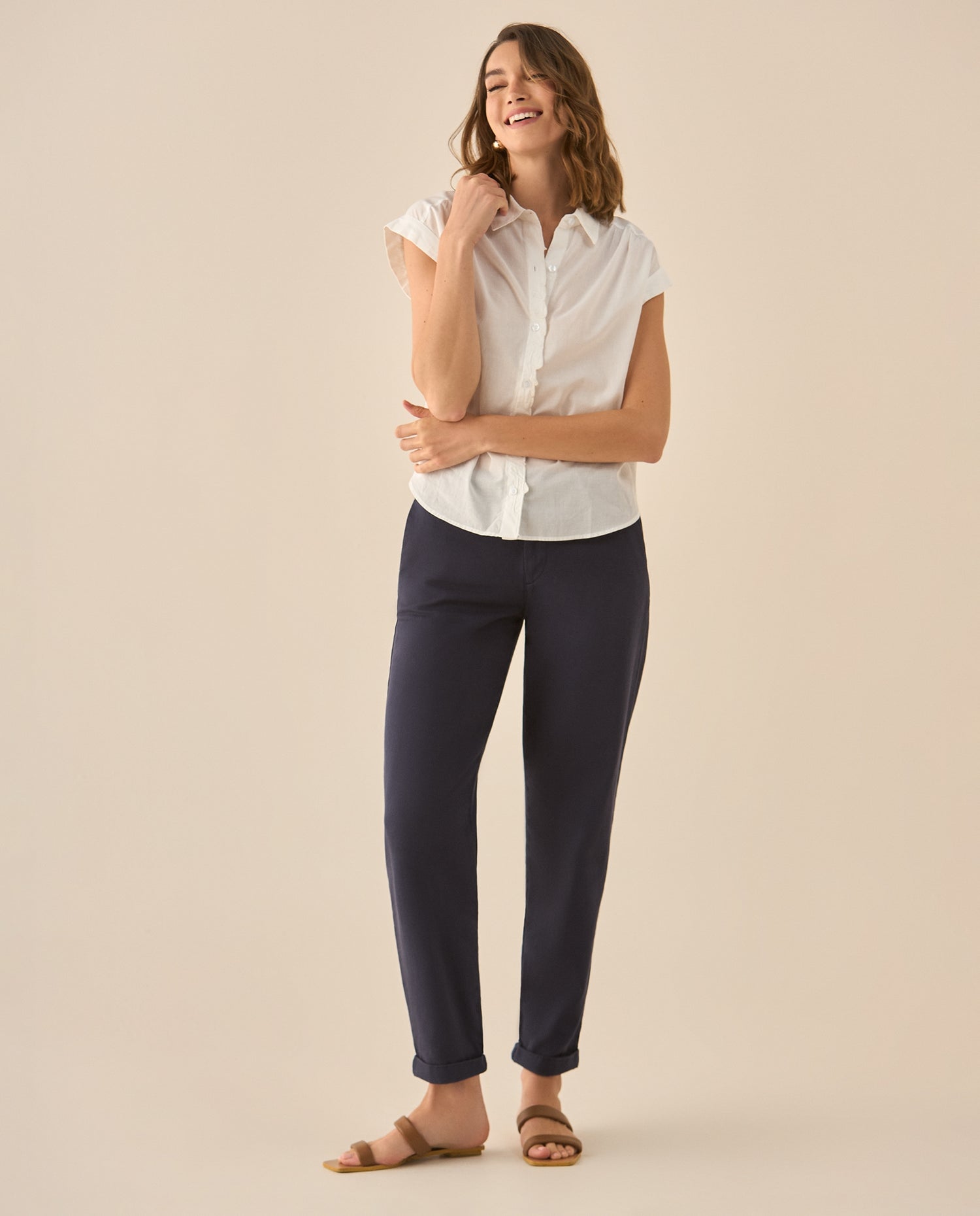 Pantalón clásico y bota con guardapolvo para mujer  - Azul