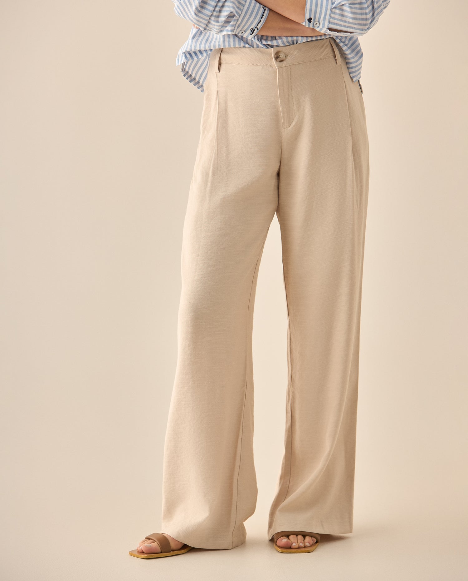 Pantalón bota recta amplia para mujer - Amarillo