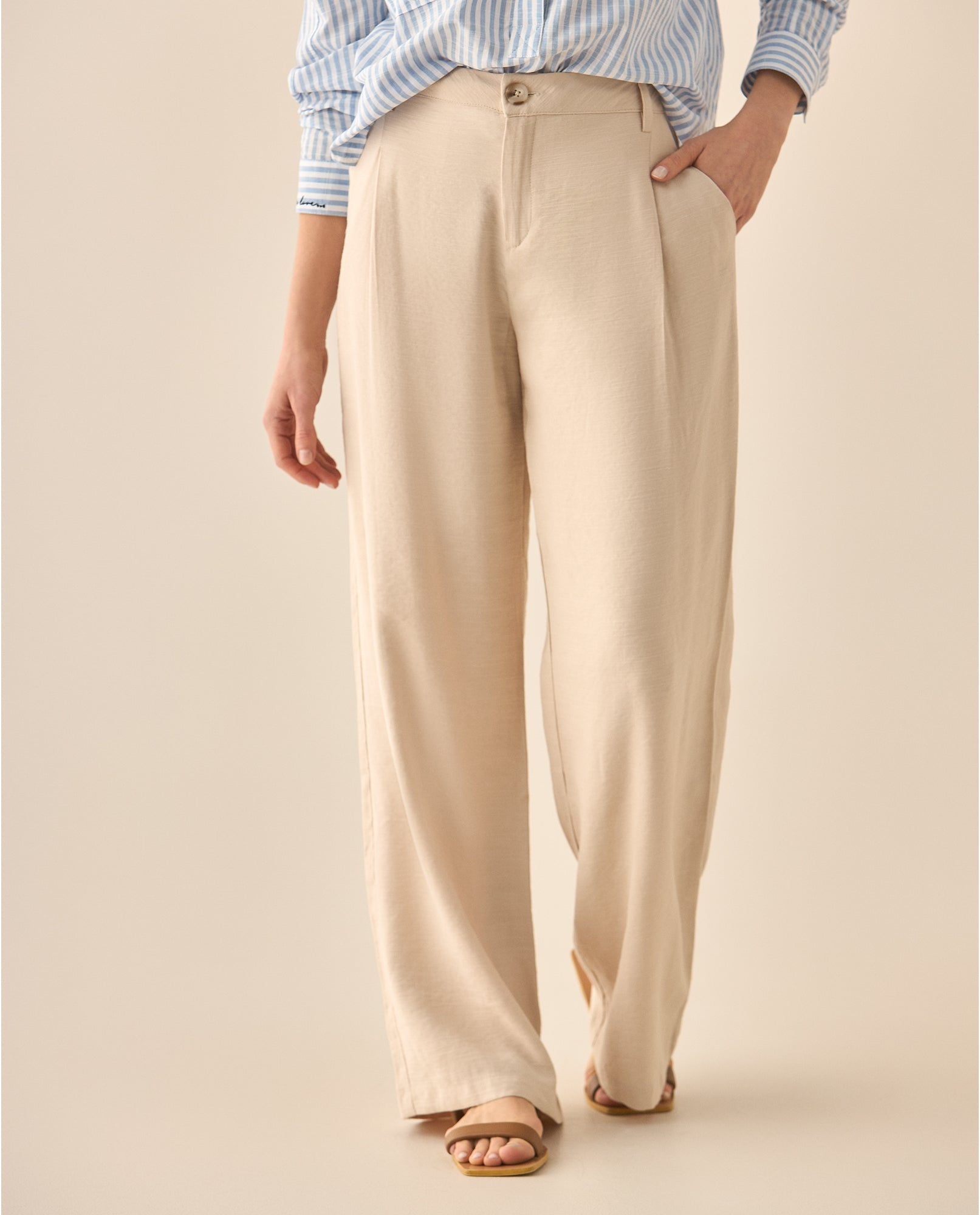 Pantalón bota recta amplia para mujer - Amarillo 34_633G008_AMA120910_4