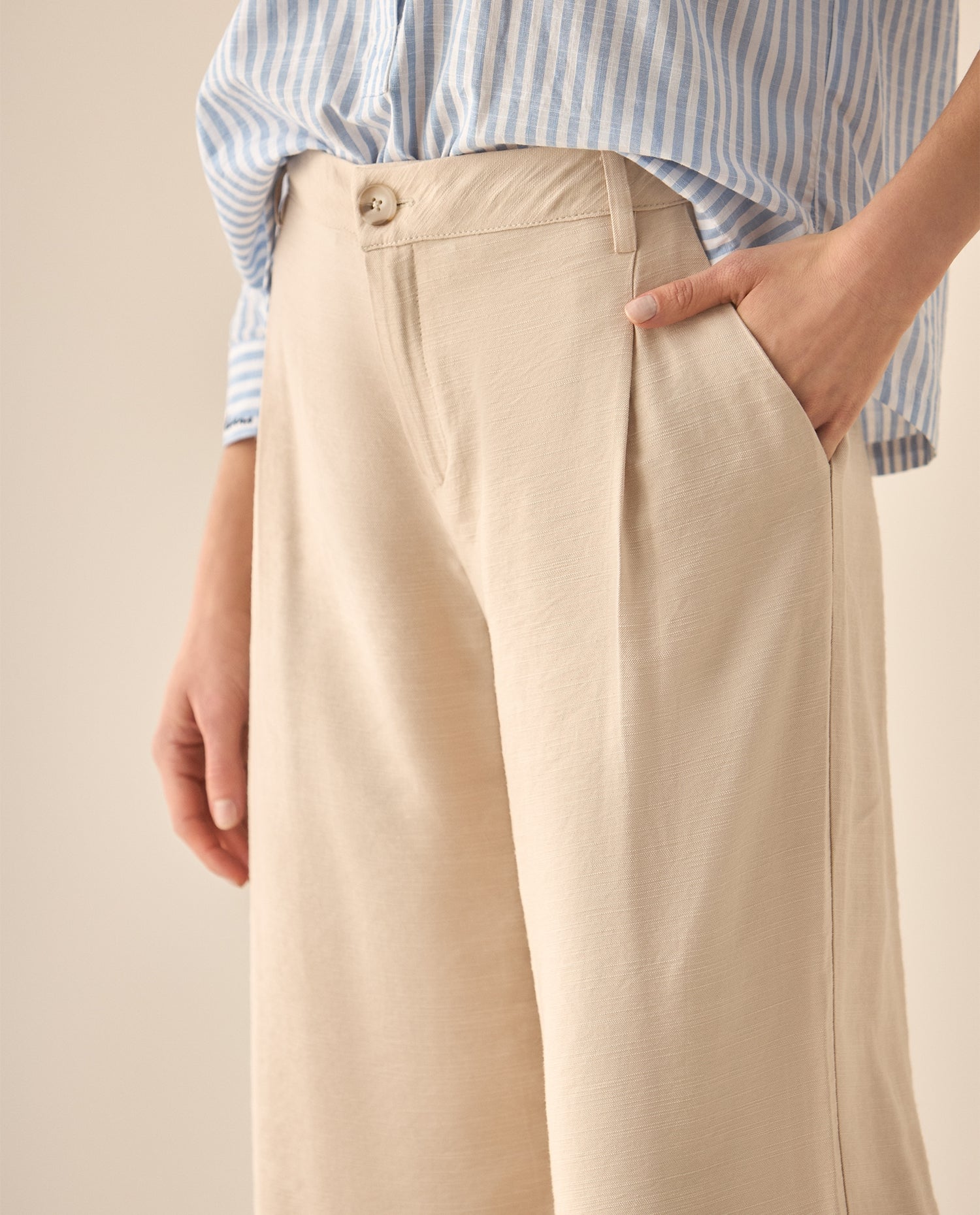 Pantalón bota recta amplia para mujer - Amarillo