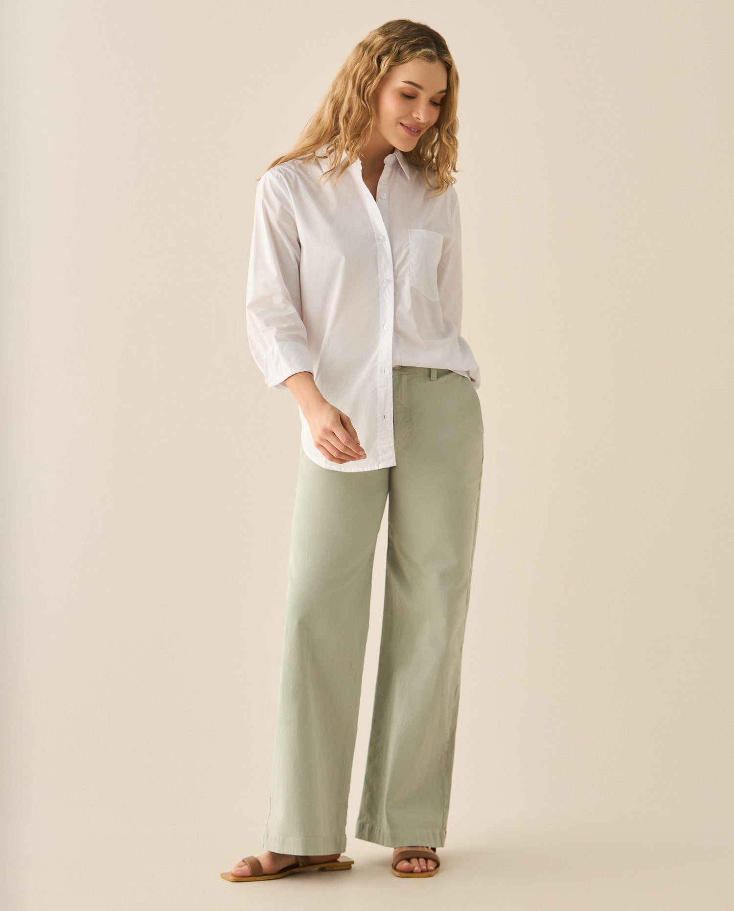 Pantalón bota recta clásico para mujer - Verde