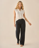 Pantalón clásico recto para mujer  - Azul