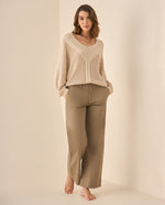 Pantalón clásico recto para mujer  - Beige