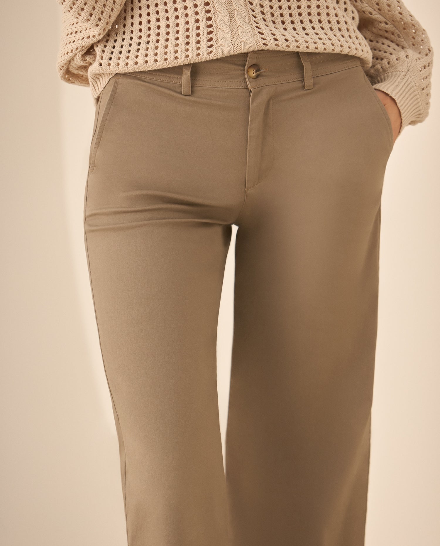 Pantalón clásico recto para mujer  - Beige