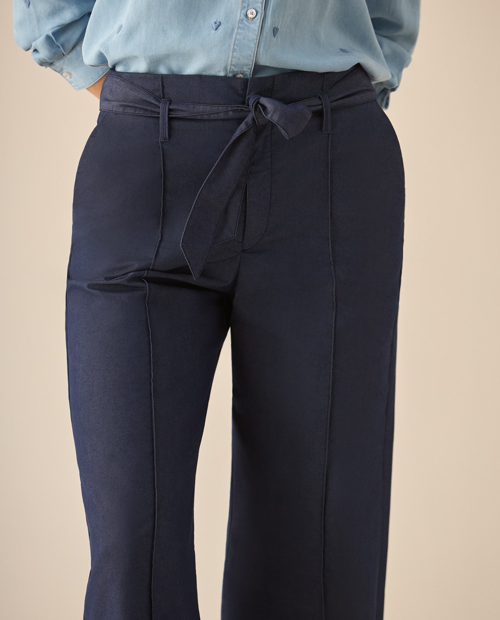 Pantalón de bota recta y tiro súper alto para mujer - Azul 34_633G031_AZU193920_4