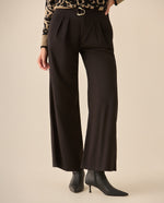 Pantalón bota recta con cortes decorativos para mujer - Negro
