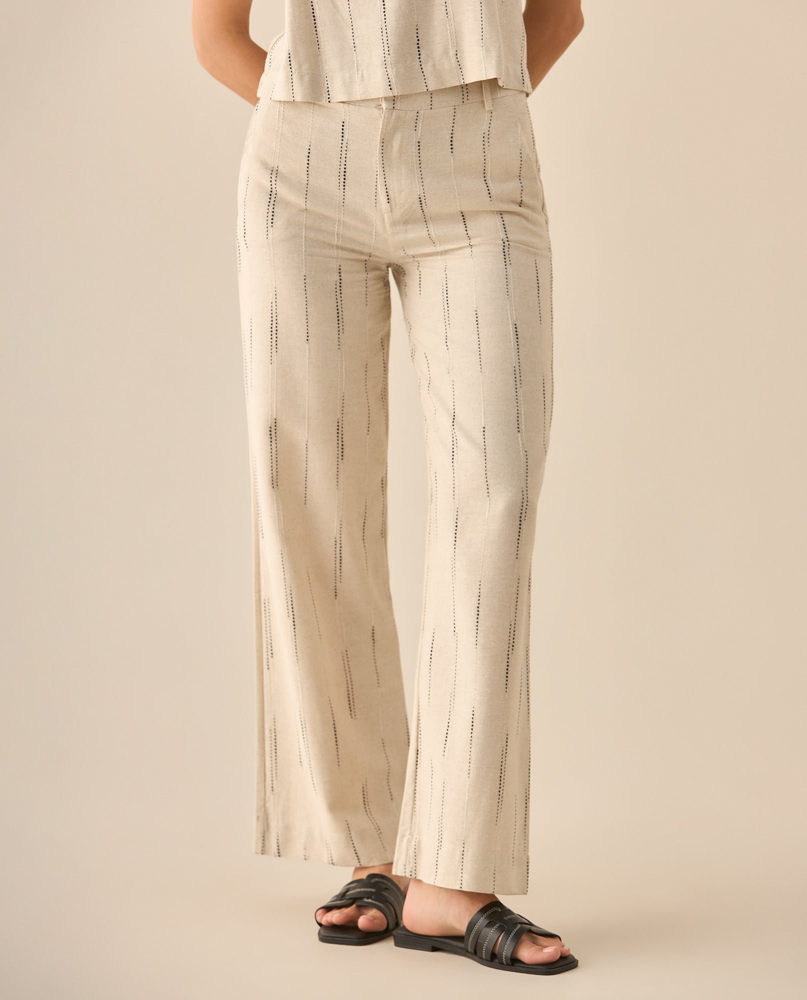 Pantalón recto con rayas para mujer  - Blanco 34_633G042_BLA120601_3