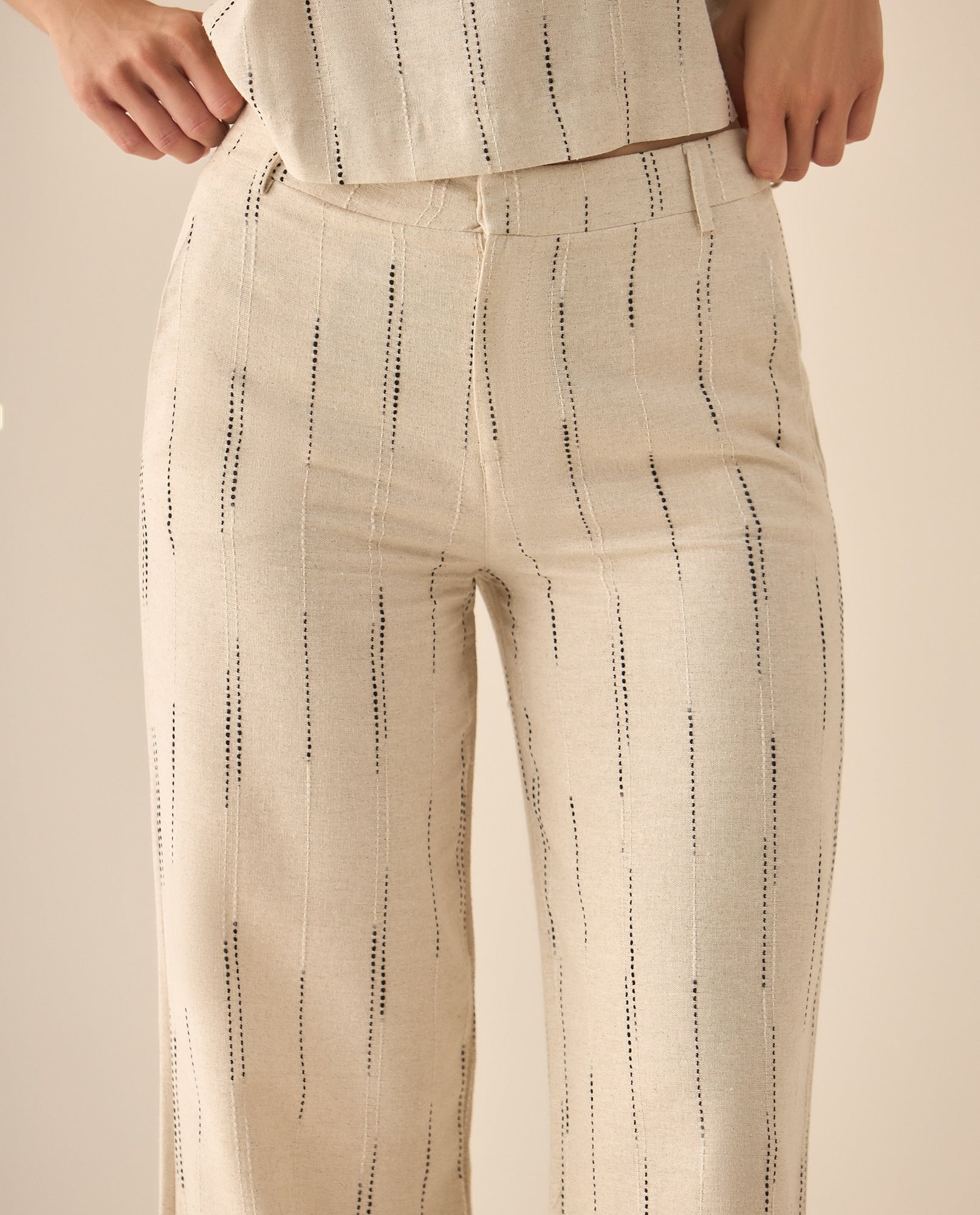 Pantalón recto con rayas para mujer  - Blanco 34_633G042_BLA120601_4