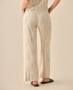Pantalón recto con rayas para mujer  - Blanco