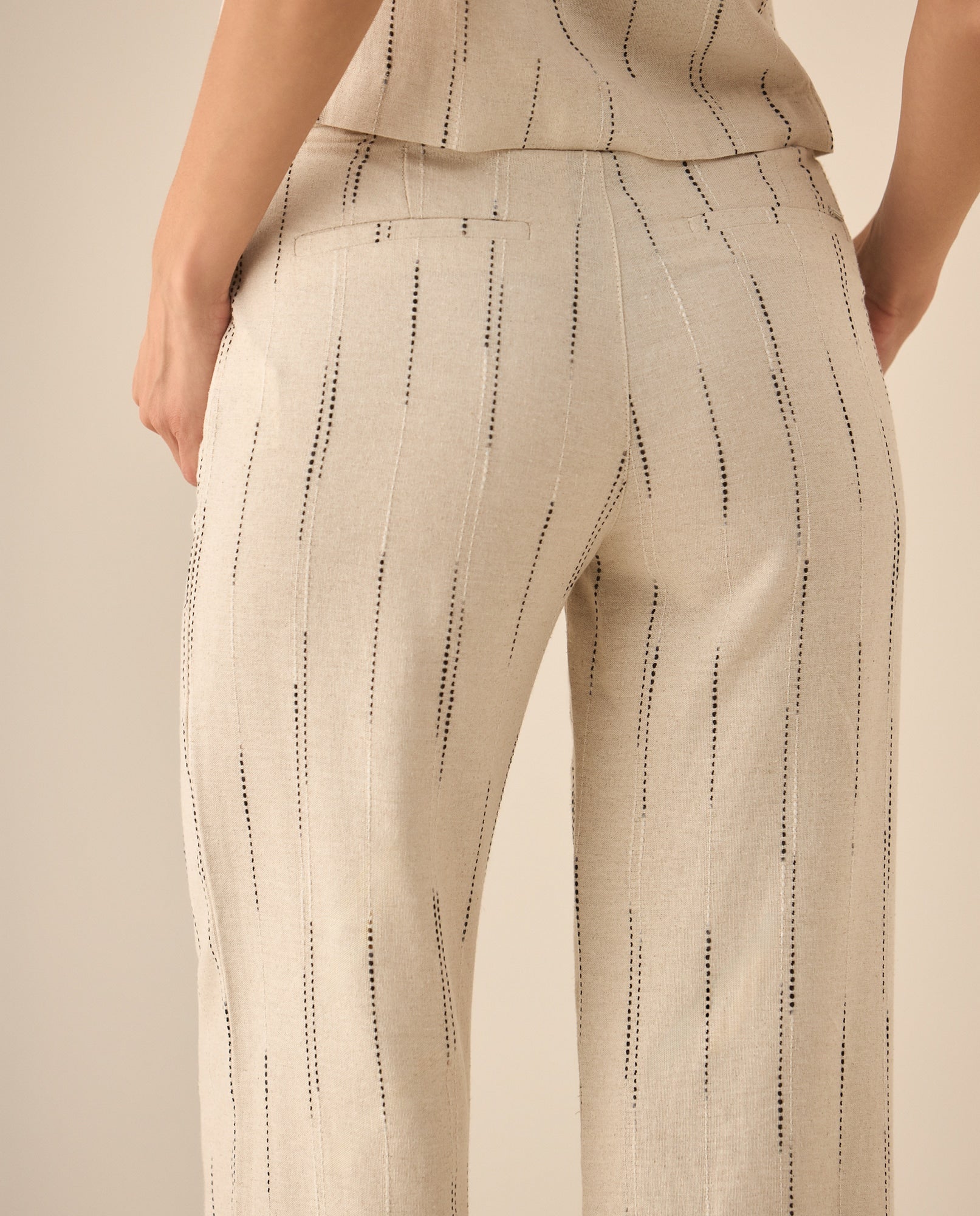 Pantalón recto con rayas para mujer  - Blanco 34_633G042_BLA120601_6