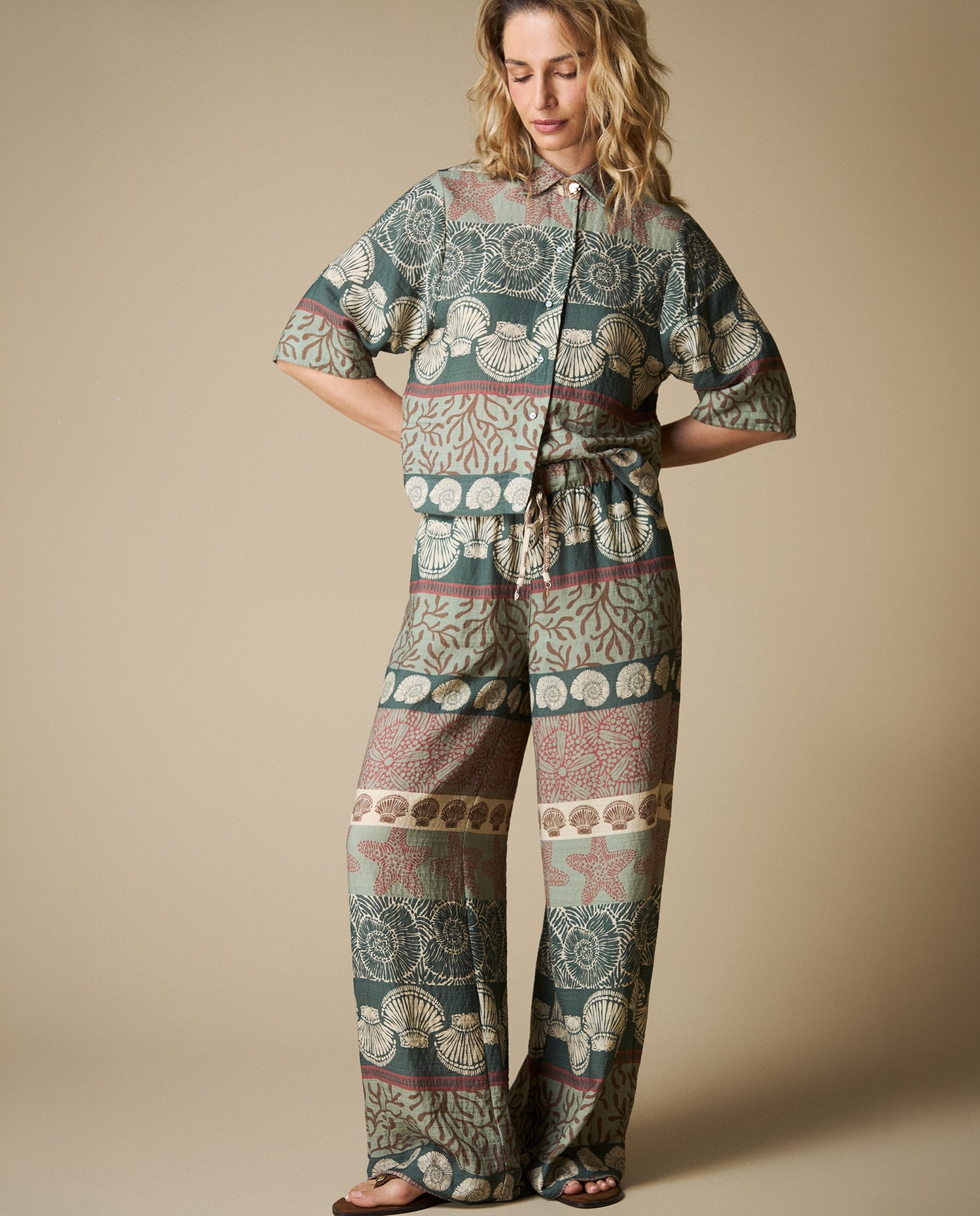 Pantalón Wide Leg Tobillero - Verde