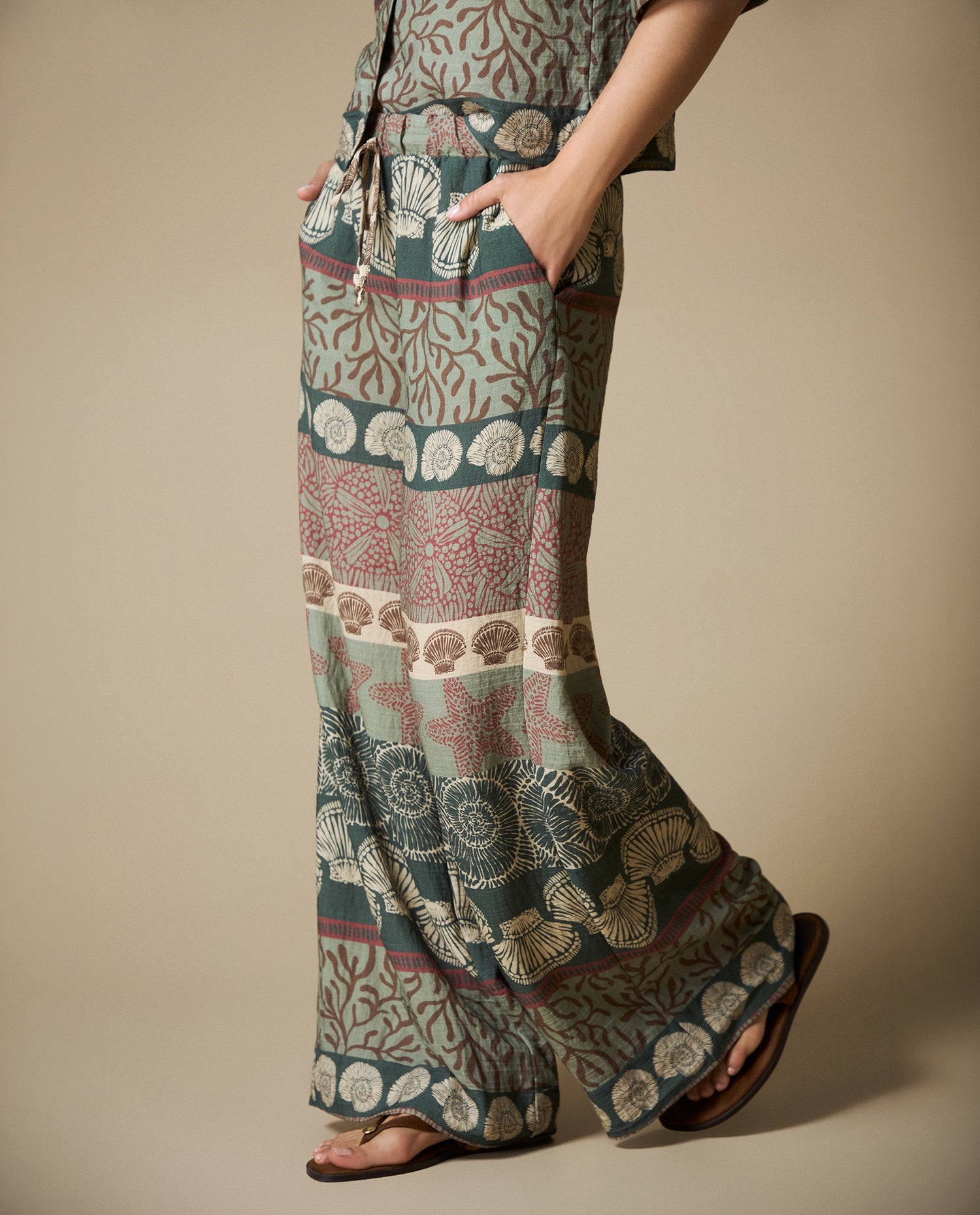 Pantalón Wide Leg Tobillero - Verde