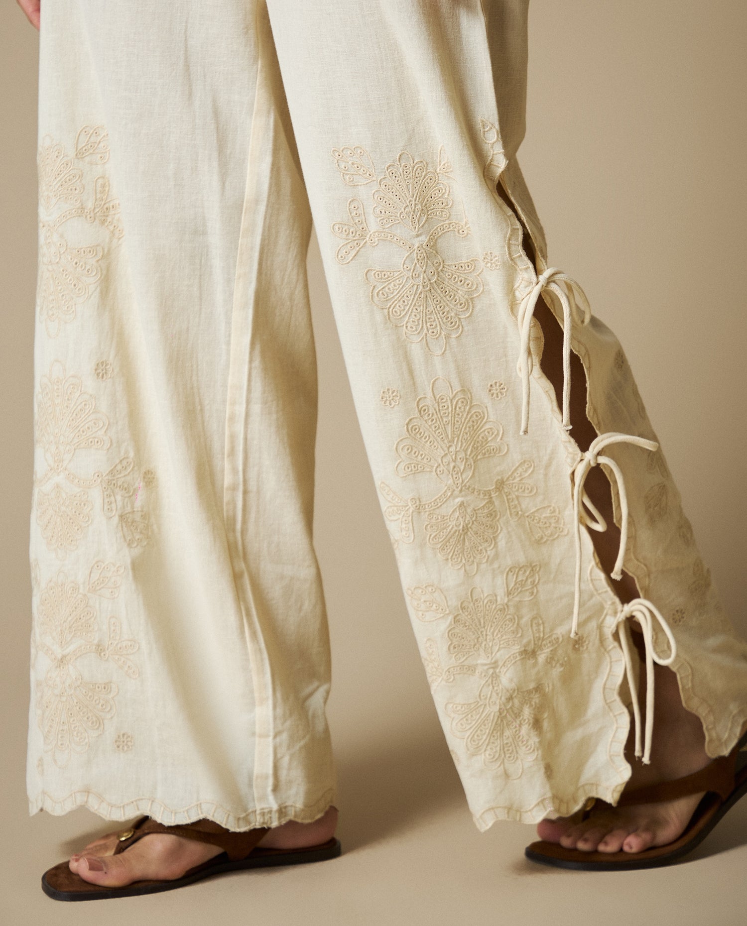 Pantalón Wide Leg Holgado - Crudo