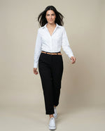Pantalón straight con pinzas y ruedo doblado - Negro