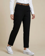 Pantalón straight con pinzas y ruedo doblado - Negro