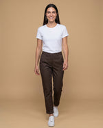 Pantalón recto marrón mujer - Café