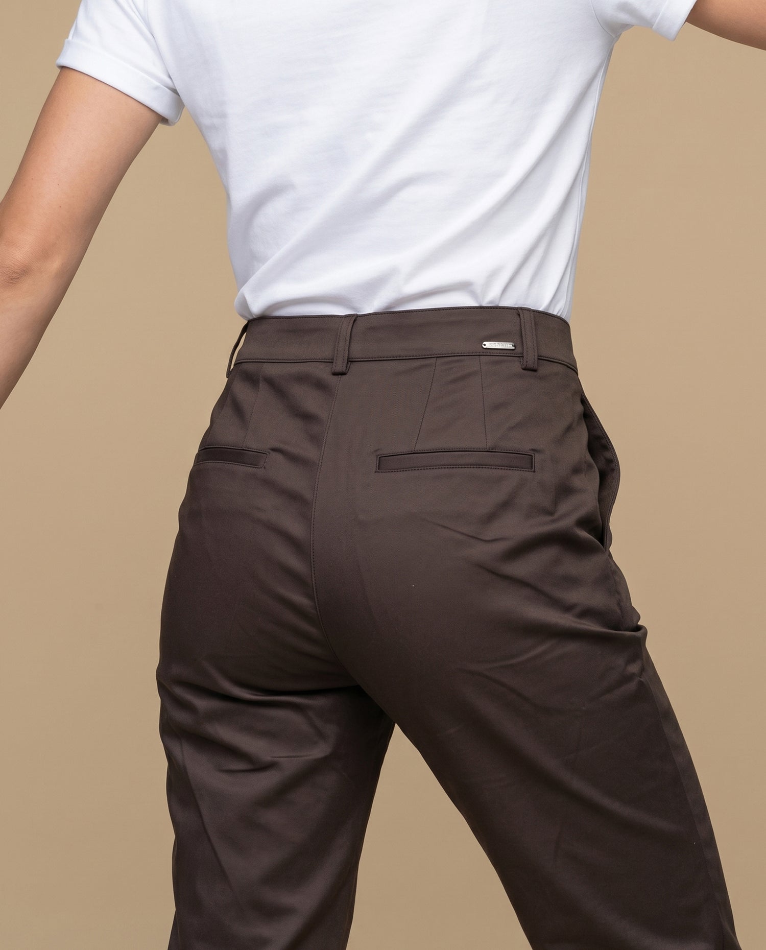 Pantalón recto marrón mujer - Café