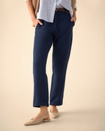 Pantalón con bolsillos de ribete para mujer - Azul
