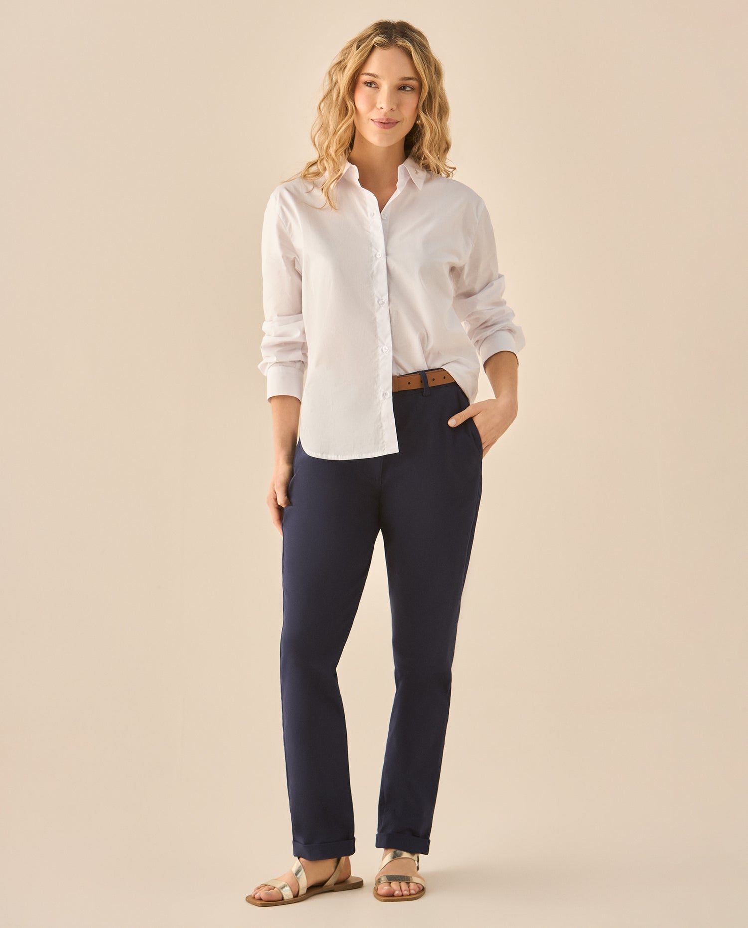 Pantalón con correa para mujer - Azul