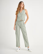 Pantalón con elástico en cintura para mujer - Verde