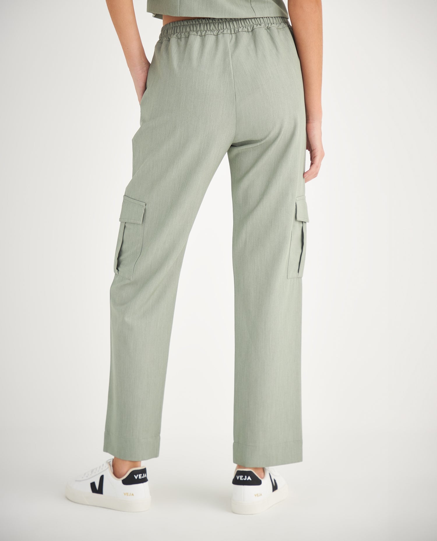 Pantalón con elástico en cintura para mujer - Verde