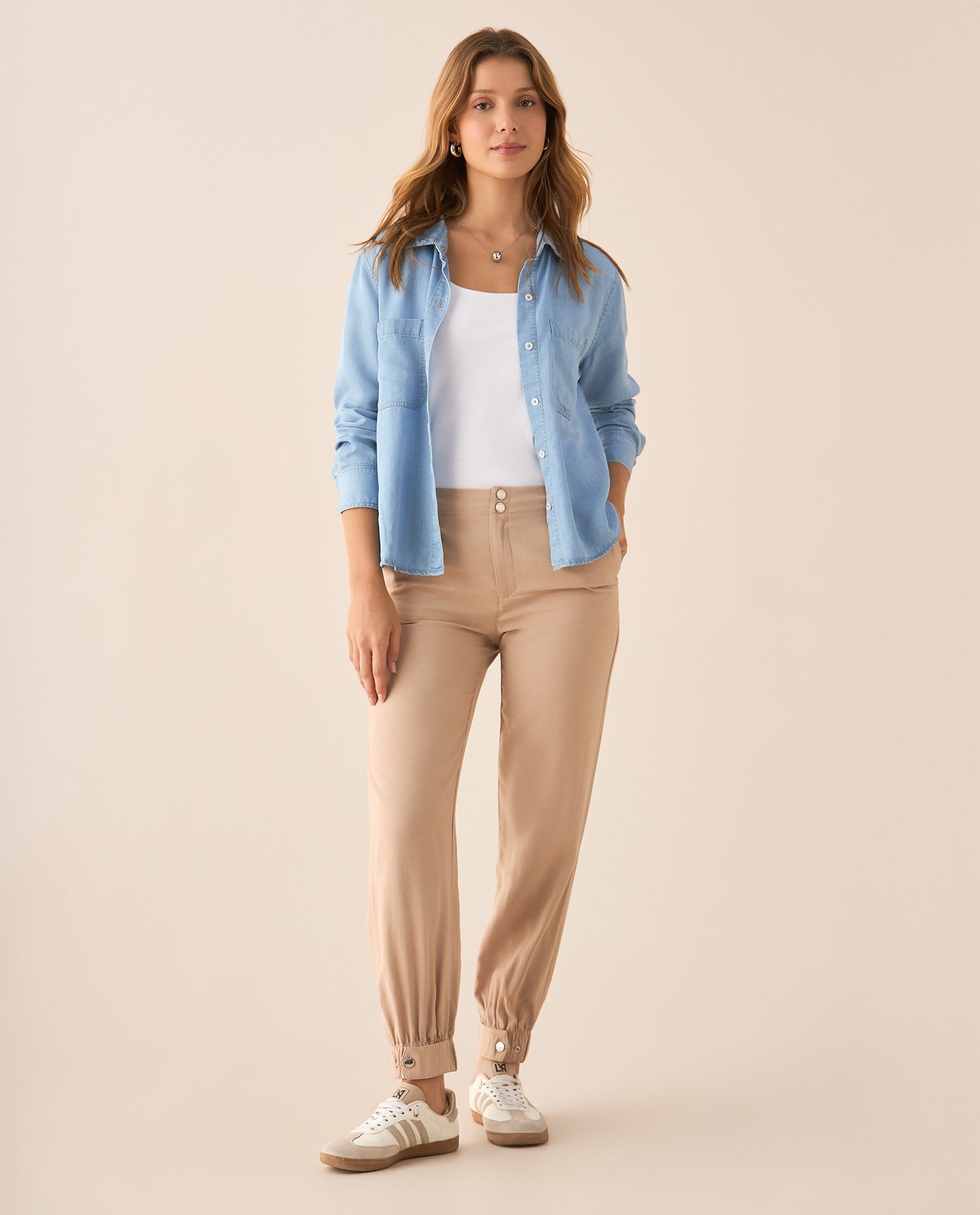 Pantalón de diseño clásico para mujer - Beige 34_639F005_BEI161010_0
