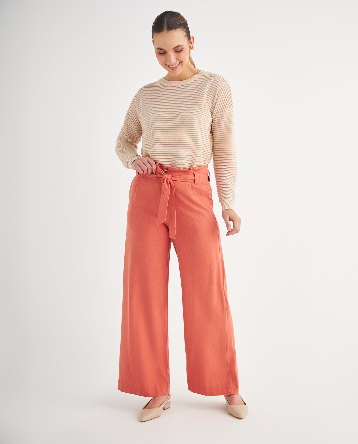 Pantalón sin pretina para mujer - Rojo
