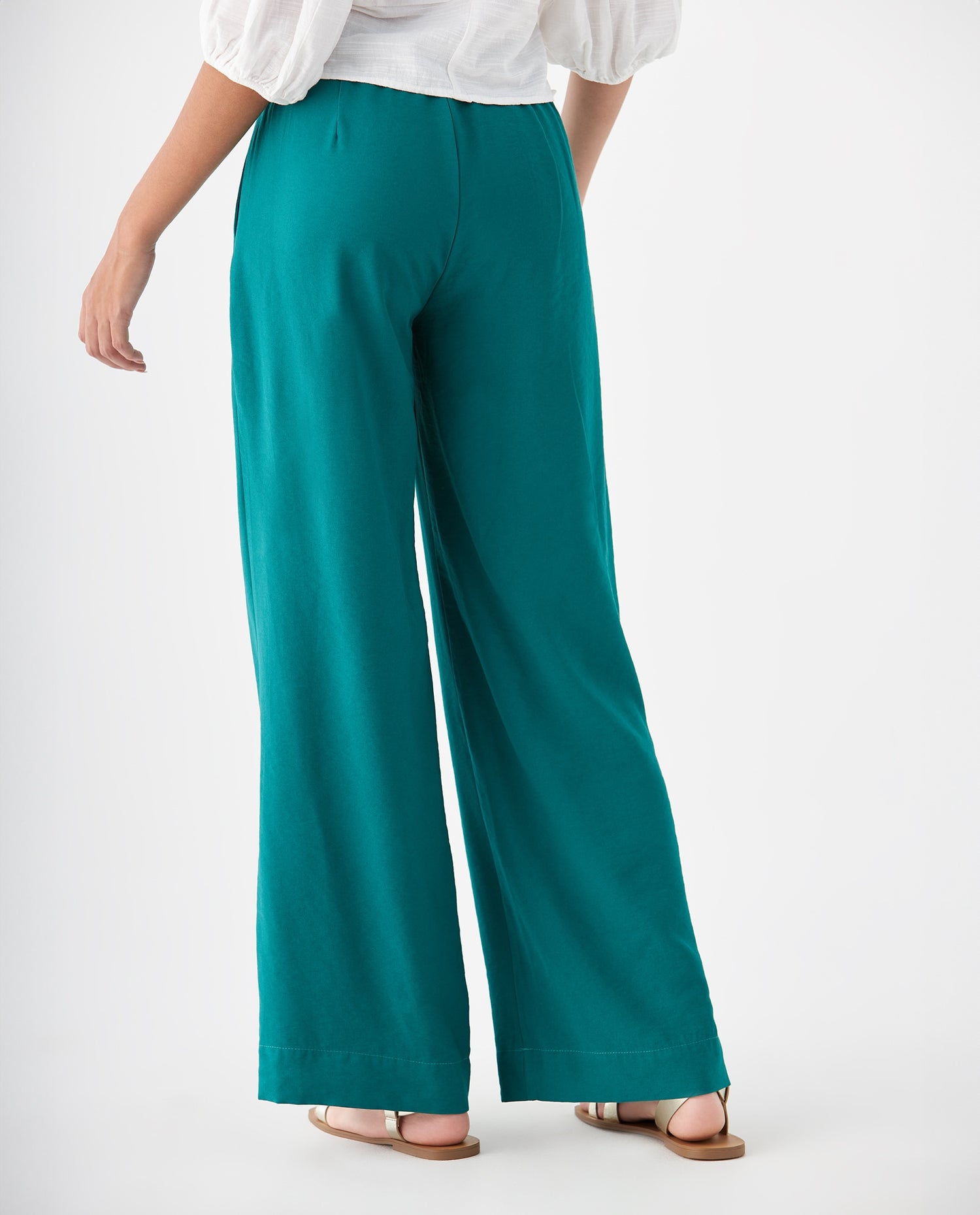 Pantalón de tela fluida para mujer - Verde