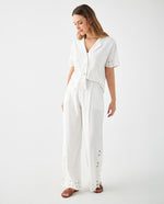 Pantalón en lino para mujer - Crudo