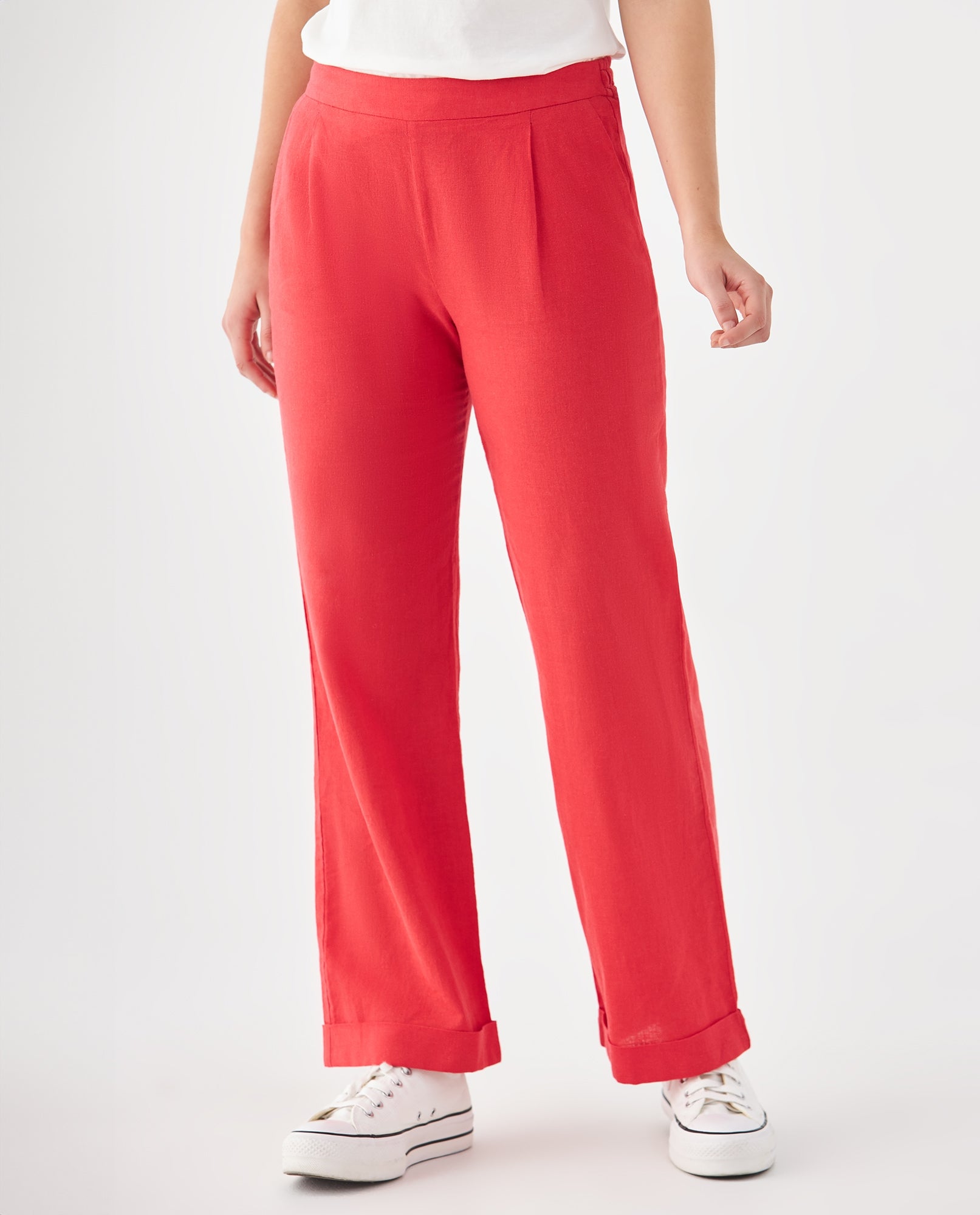 Pantalón de tela fluida para mujer - Rojo 34_639F018_ROJ191763_3
