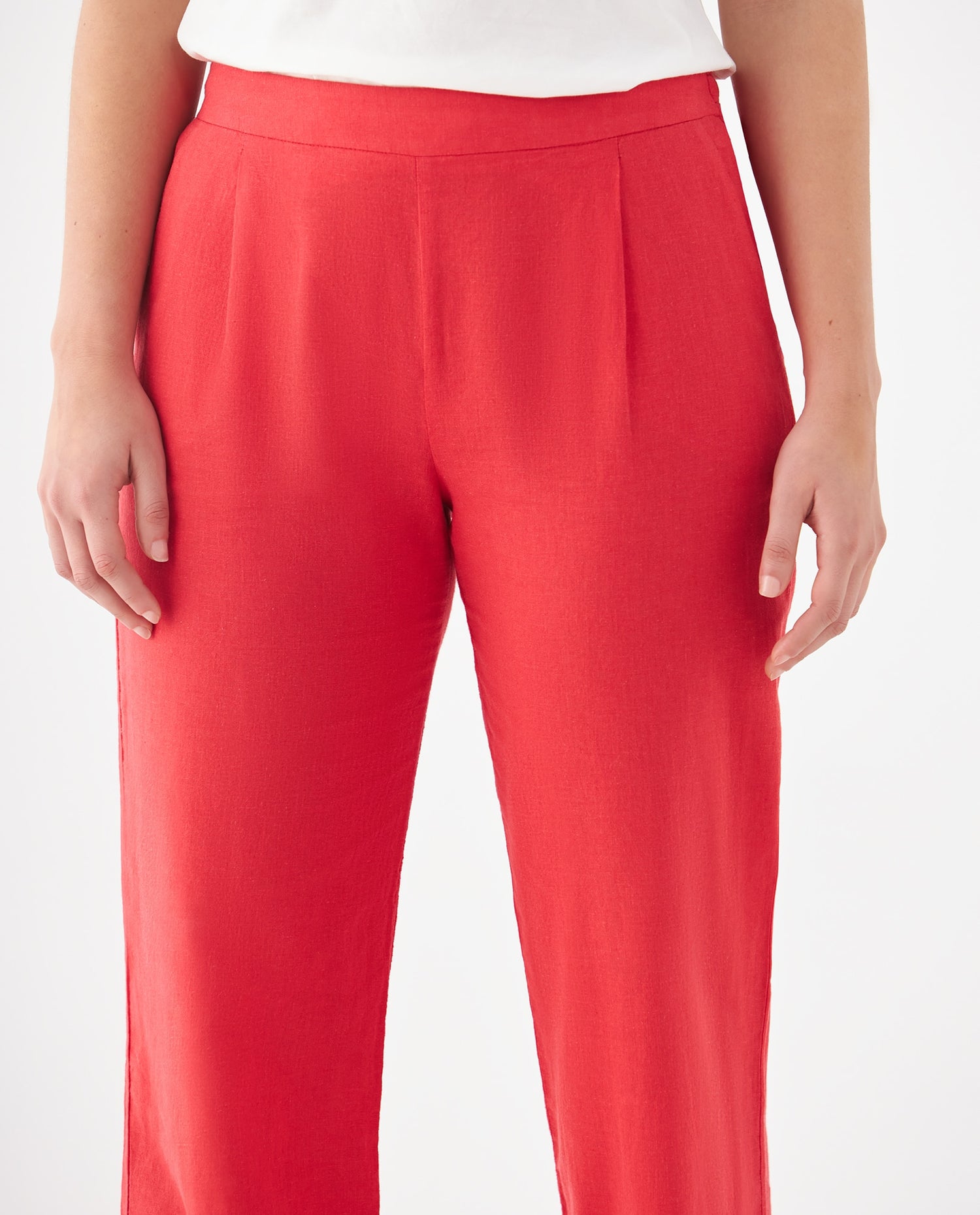 Pantalón de tela fluida para mujer - Rojo
