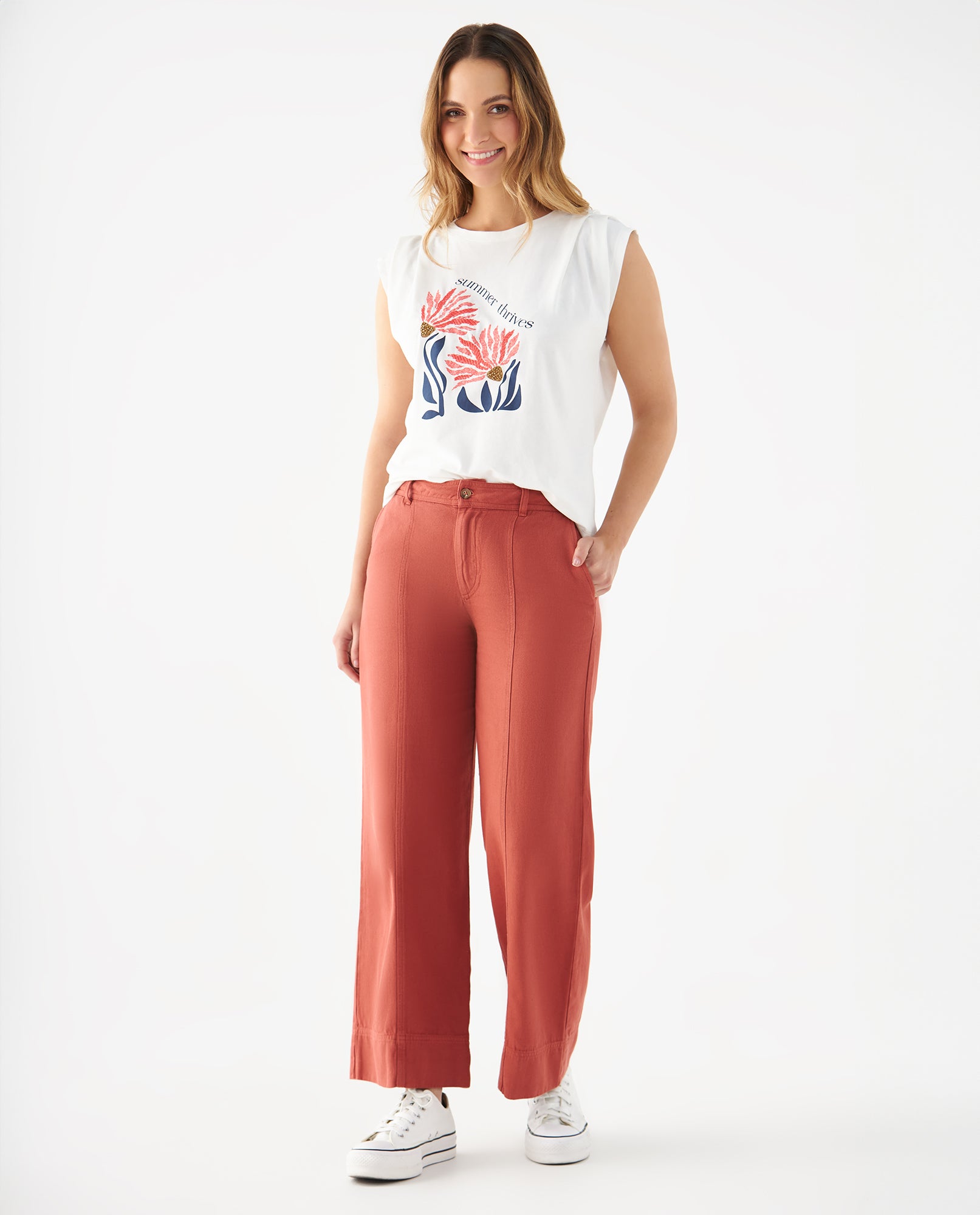 Pantalón de bota recta para mujer - Rojo 34_639F031_ROJ181444_0