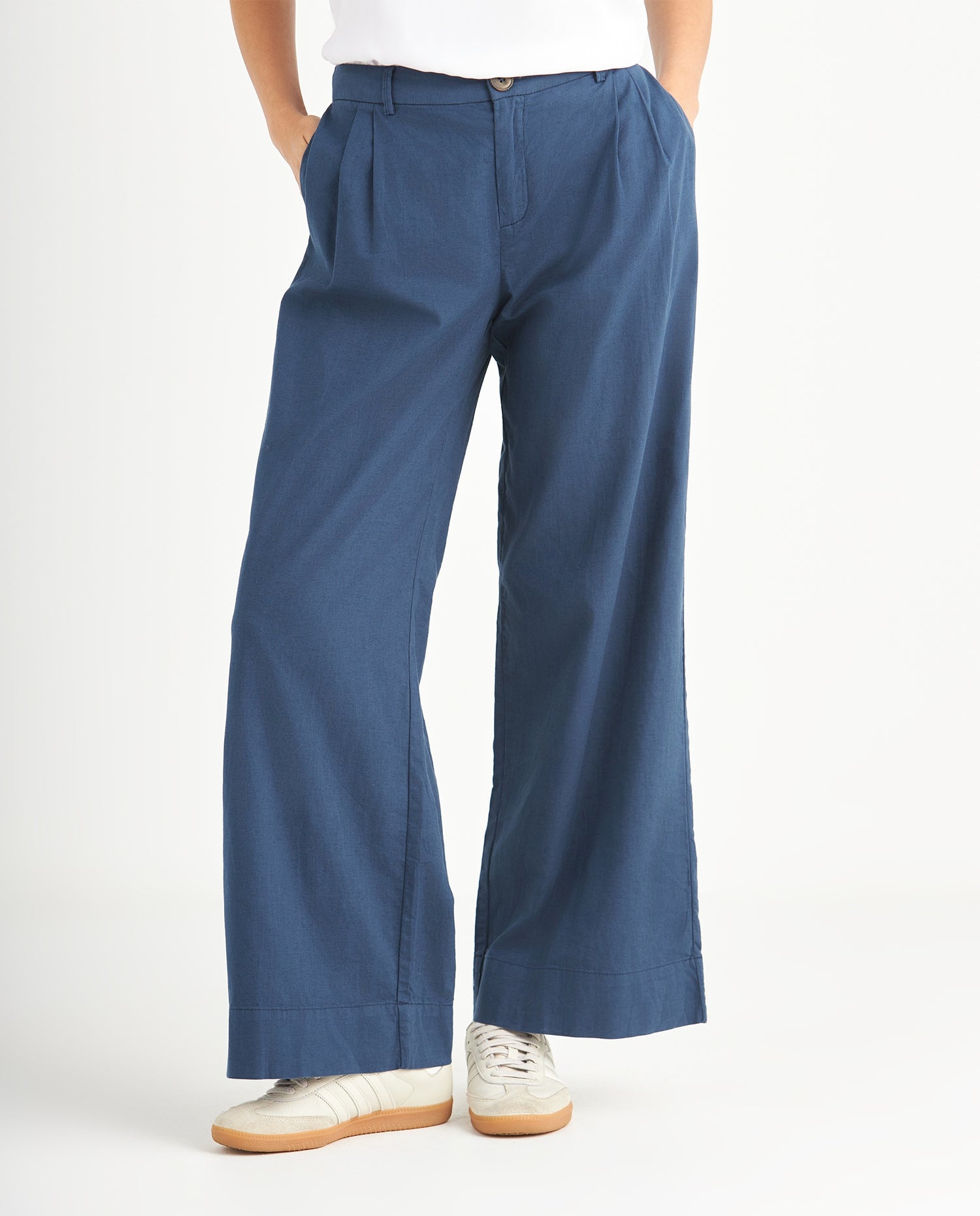 Pantalón de bota recta amplia para mujer - Azul