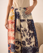 Pantalón Wide Leg Patchwork Multicolor - Blanco