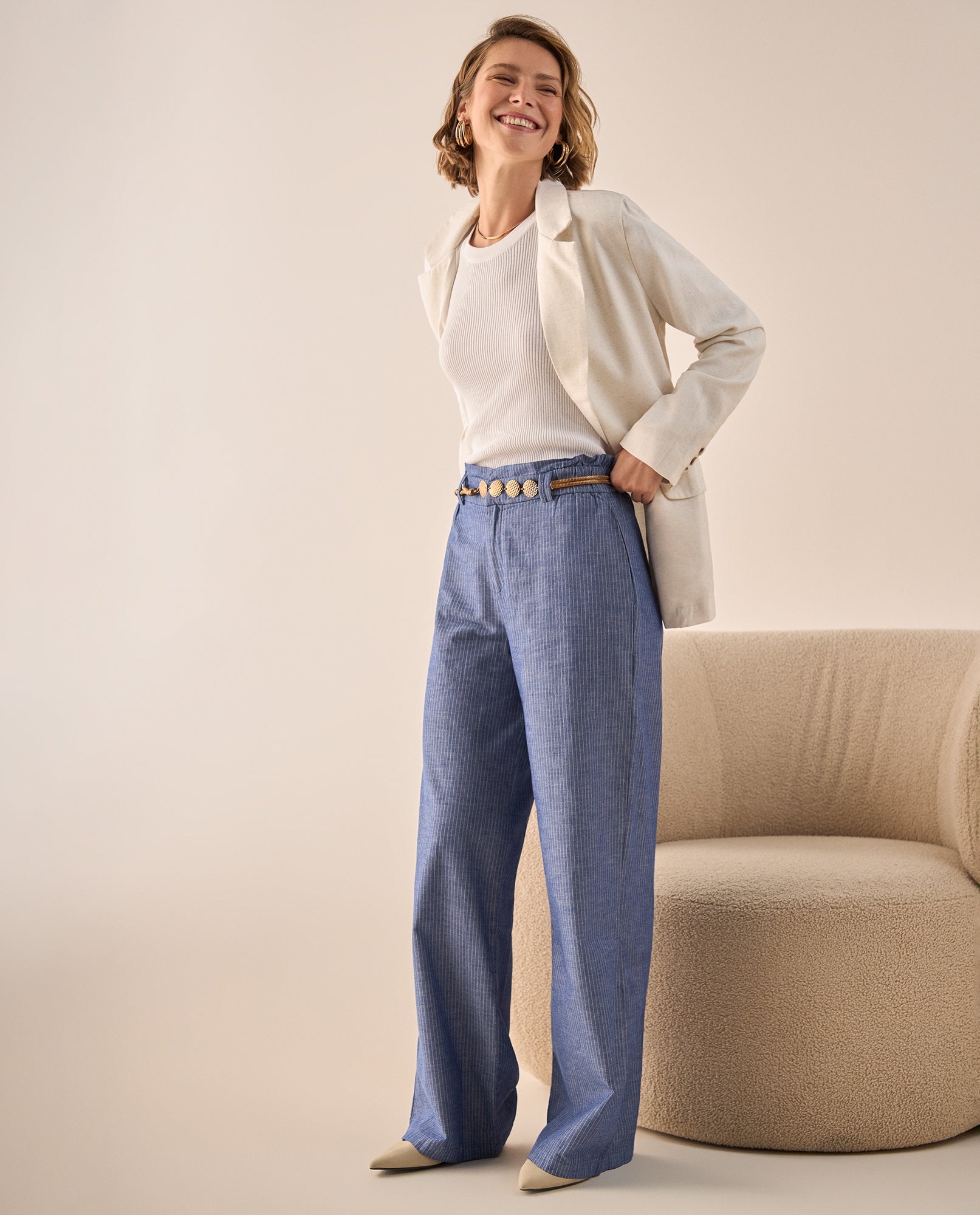 Pantalón Wide Leg con Rayas Verticales - Azul 34_639G003_AZU173936_0