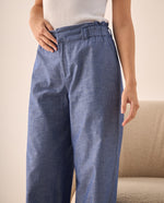 Pantalón Wide Leg con Rayas Verticales - Azul
