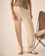 Pantalón Beige con Mezcla de Lyocell y Lino - Beige