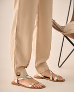 Pantalón Beige con Mezcla de Lyocell y Lino - Beige