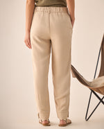 Pantalón Beige con Mezcla de Lyocell y Lino - Beige