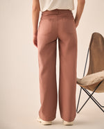 Pantalón Wide Leg con Cinturón Marrón - Café