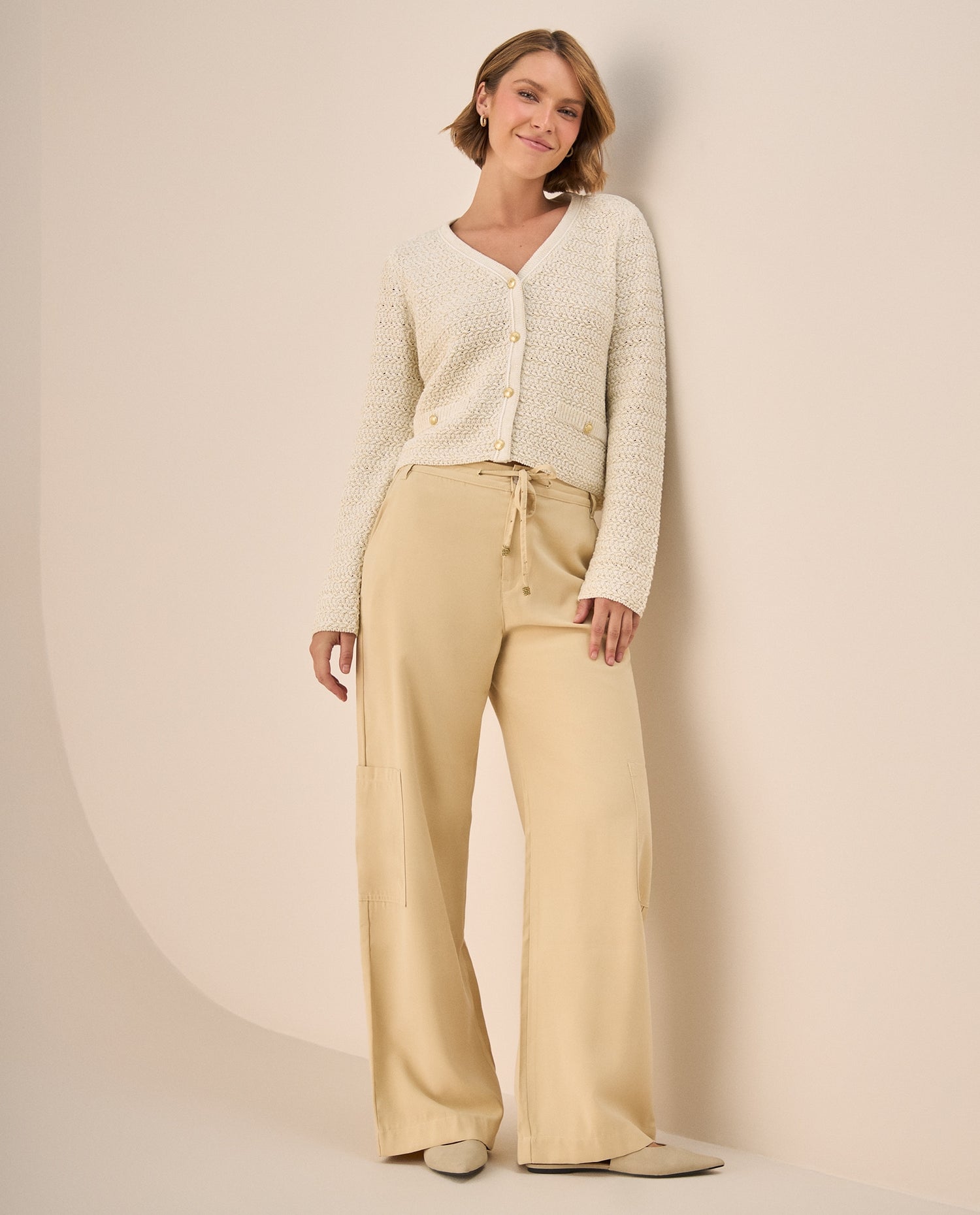 Pantalón Wide Leg Amarillo Suave - Amarillo