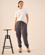 Pantalón Cargo con Cintura Elástica - Gris