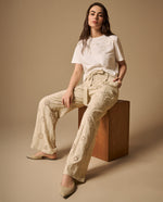 Pantalón Wide Leg con Bordados Eyelet - Crudo