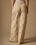 Pantalón Wide Leg con Bordados Eyelet - Crudo