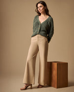 Pantalón Wide Leg con Caída Natural - Beige