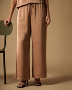 Pantalón Wide Leg con Cordón Ajustable - Café